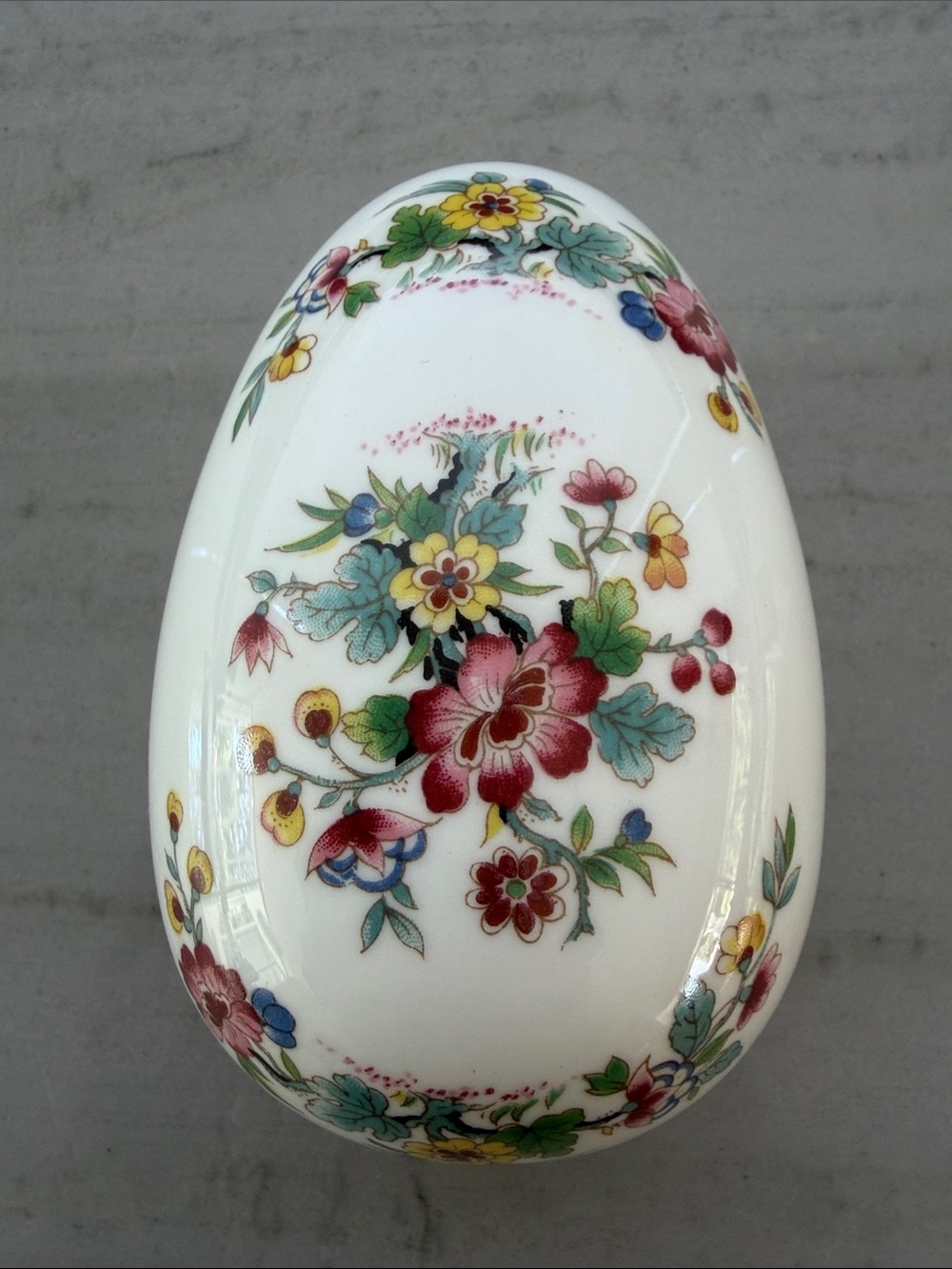 Coalport Bone China Ming Rose Floral Egg Trinket Box Porcelain England Vintage
